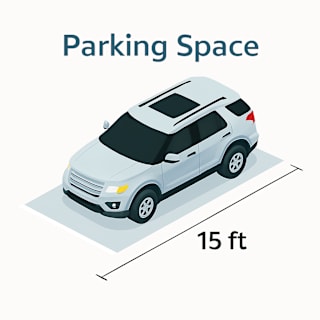 A graphic shows a car with a 15 ft measurement.