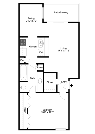 A2 Floor Plan at Noel on the Parkway Apartments in Dallas, Texas, TX