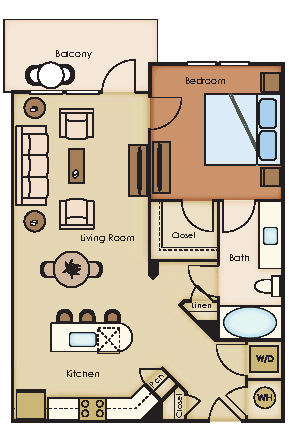 1 bed 1 bath Cedar Floor Plan at The Loree, Jacksonville, Florida