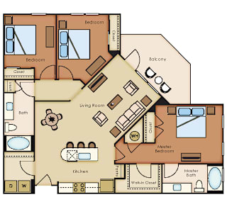 3 bed 2 bath Hemlock Floor Plan at The Loree, Jacksonville, Florida