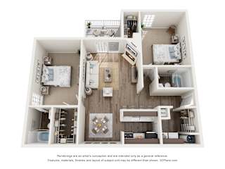 2 bed 2 bath Maple Floor Plan at The Timbers, Richmond, VA