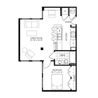 A2 Floor Plan  at The Locks Apartments, Richmond, Virginia