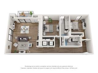 The Bay floor plan - 2 bedroom, 2 bathroom Manchester Richmond apartment