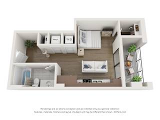 The James floor plan - studio apartment in Manchester Richmond