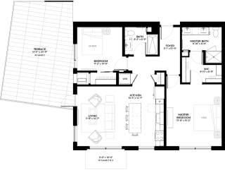 Cedar floor plan with 2 bedrooms and 2 bathrooms at The Rowan luxury residences in Eagan MN 55122