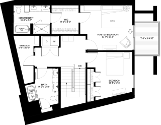 Tamarack townhome upper level floor plan at The Rowan luxury residences in Eagan MN 55122