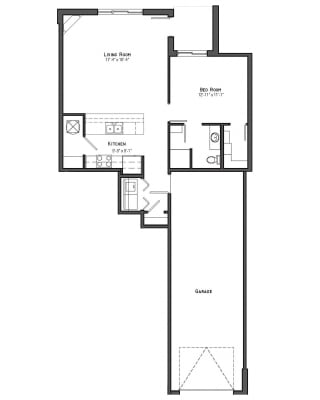 Acadia one bedroom floor plan at The Villas at Mahoney Park