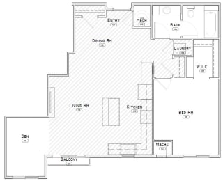 Breckenridge one bedroom with den apartment floor plan