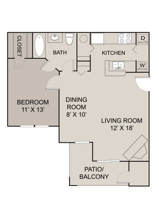 a floor plan of a small house with a kitchen and a living room