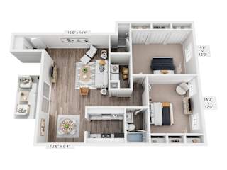 The Marshall Level 1 Floorplan at Governor Square Apartments, Carmel, Indiana
