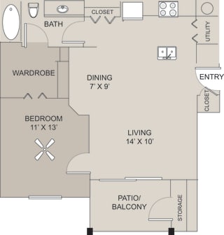 a floor plan of a home at Center Point Apartments, Indianapolis, 46214