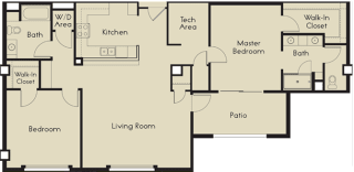 2 bed 2 Bath 1296-1359 square feet floor plan G