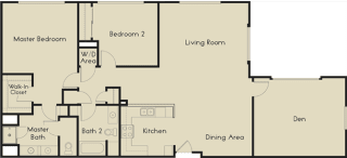 2 bed 2 Bath 1597-1602 square feet floor plan M