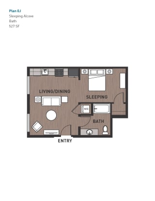 Floor Plan Open One Bedroom 0J