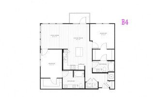 B4, 2 Bed 2 Bath 1144 square feet floor plan