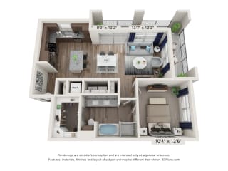 waters edge at mansfield a6 floor plan 1 bed 1 bath