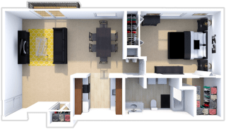 1 bedroom, 1 bath floor plan at Pine Lake Manor apartments
