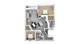 Luxury 2 Bed 2 Bath, 1,507 sqft, 3D Floorplan at The Whit in Indianapolis, IN 46204