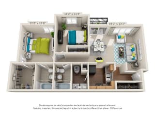 The Highland - B2 - 2bedroom 2 bathroom - 983 sq. ft. at Heritage at the Peak, Asheville, 28804