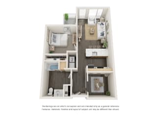 Floor Plan One-Bedroom w/office space