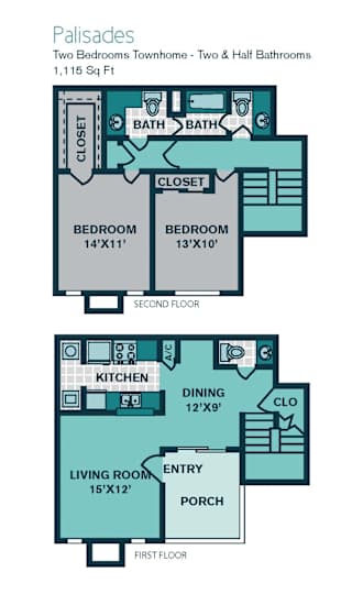 2 Bed 2.5 Bath T2 - 1115sqft - PALISADES at Seacrest Apartments, Garland, 75044