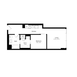 Floor Plan West Half 1 Bedroom - 1 Bath | Aj7c