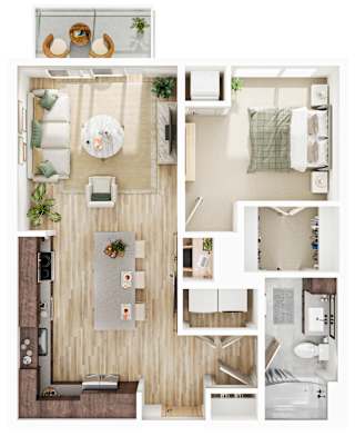 1 bed 1 bath L Floorplan at The Mera, St Louis Park, MN, Minnesota