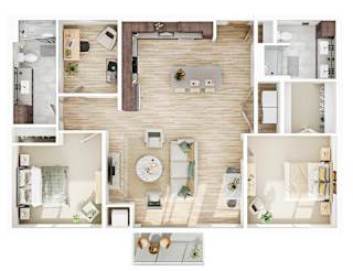 2 bed 2 bath H Floorplan at The Mera, St Louis Park, MN, Minnesota, 55426