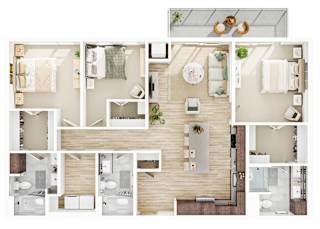 3 bed 2 bath C Floorplan at The Mera, St Louis Park, MN