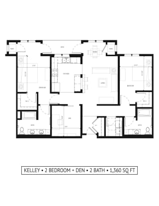 Gabella at Parkside Apartments in Apple Valley, MN Two Bedroom Two Bathroom Plus Den Floor Plan