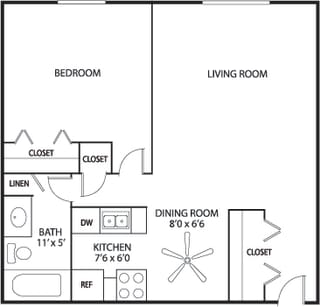 Hamline Terrace Apartments in Roseville, MN 1 Bedroom 1 Bath Apartment