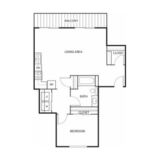Hills-Floor Plan Beach South at the Lake Apartments in Robbinsdale, MN 1 Beds, 1 Bath