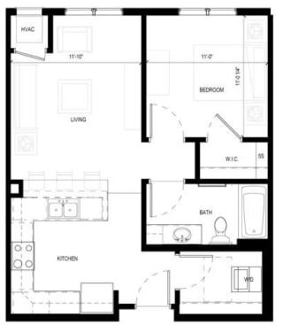 Gabella at Parkside Apartments in Apple Valley, MN One Bedroom One Bath Floor Plan