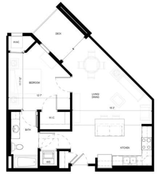 Gabella at Parkside Apartments in Apple Valley, MN One Bedroom One Bath Floor Plan