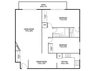 Hamline Terrace Apartments in Roseville, MN 2 Bedroom 1.5 Bath Apartment