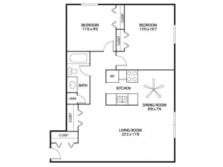 Hamline Terrace Apartments in Roseville, MN 2 Bedroom 1 Bath Apartment