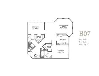 Floor Plan ar-1b7 | 2 Bed | 2 Bath