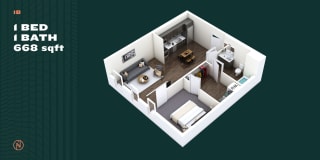 Northointe Apartments One Bedroom B Floor Plan