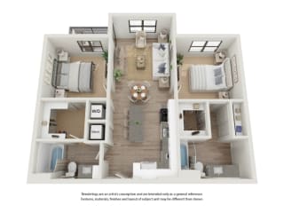 a 3 bedroom floor plan with a bathroom and a living room