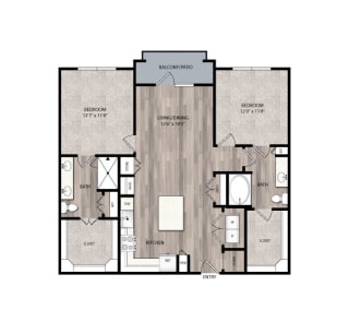 The Edison at Frisco C2 Two Bedroom Two Bathroom Floor Plan