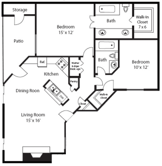 B2 Floor Plan at Summerstone Apartments, Bedford, 76021