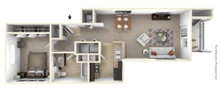 1-Bed/1-Bath, Amethyst Floor Plan at Badger Canyon, Kennewick, WA, 99338