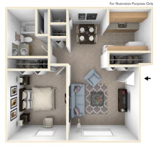 One Bedroom Deluxe Floor Plan at Apple Ridge Apartments, Walker