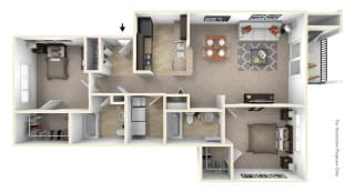 2-Bed/2-Bath, Emerald Floor Plan at Badger Canyon, Kennewick, WA