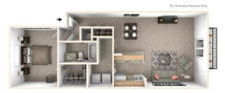 1-Bed/1-Bath, Senna Floor Plan 1-Bed/1-Bath, Senna Floor Plan at Northport Apartments, Michigan
