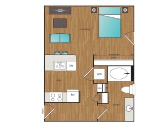 Main Street Flats Studio A &#x2B; E Floor Plan