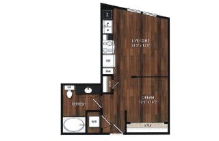 Main Street Flats Apartments Phase II Studio B Floor Plan
