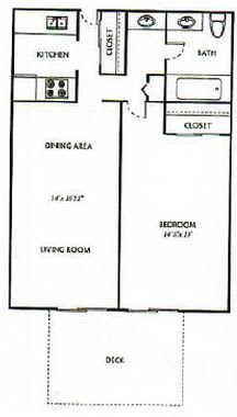 Ventana Apartments and Townhomes 1 Bed 1 Bath Floor Plan