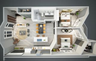 Satori Apartments 2x1 3D Floor Plan