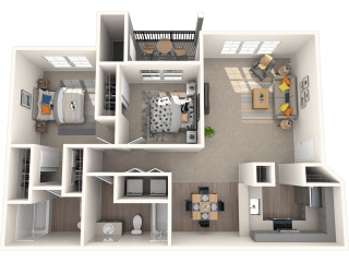 Hanover Apartments Two Bedroom Two Bath Floor Plan